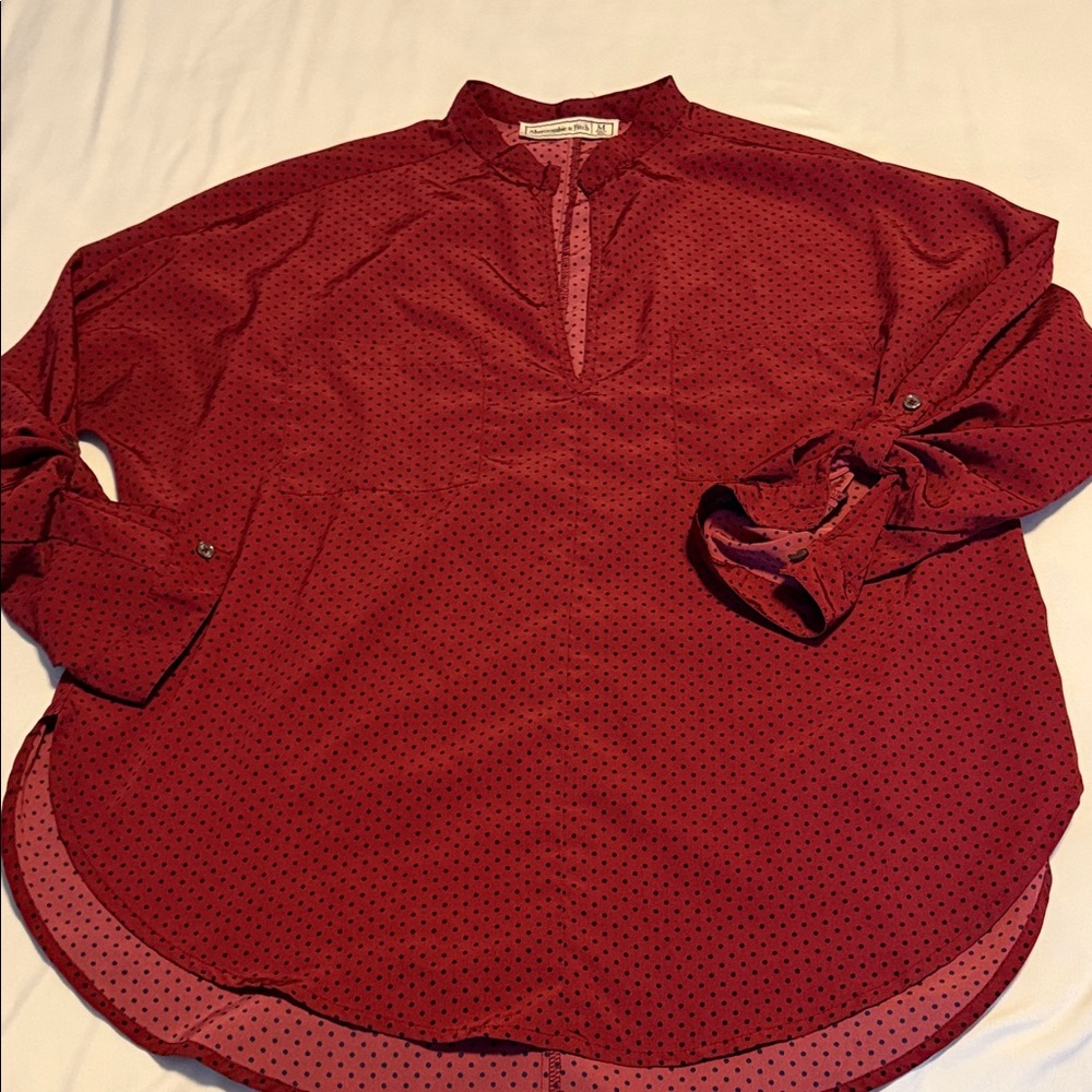 Abercrombie & Fitch Burgundy Polka Dot Blouse